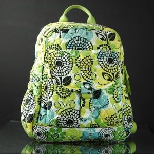 Vera Bradley Backpack Large Pockets Green Yellow Blue